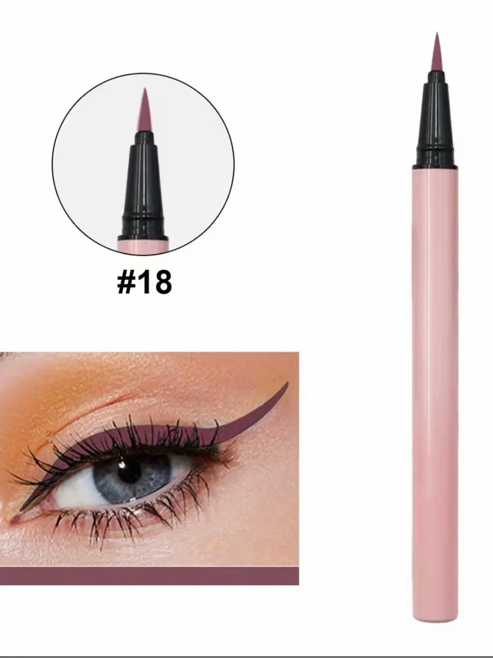 Multi-Color Liquid Eyeliner Pens - Pink Barrel, 7-Shade Set